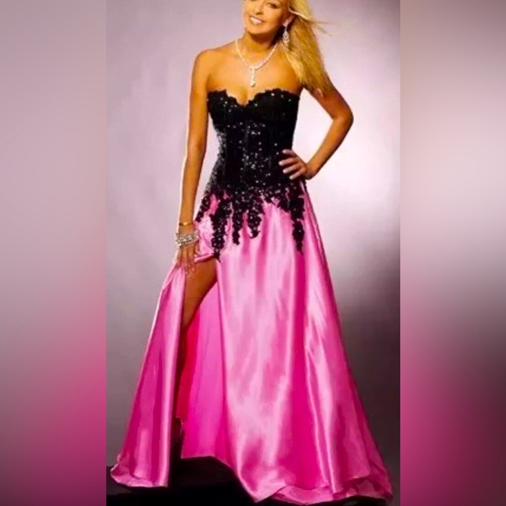 Jovani Pink/Black Corset  Dress Sequin Beaded(sz12)